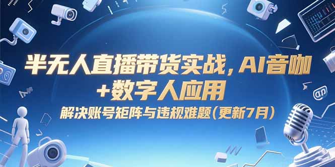 半无人直播带货实战，AI音咖+数字人应用 解决账号矩阵与违规难题(更新7月-68资源