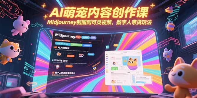 AI萌宠内容创作课，Midjourney制图到可灵视频，数字人带货玩法-68资源