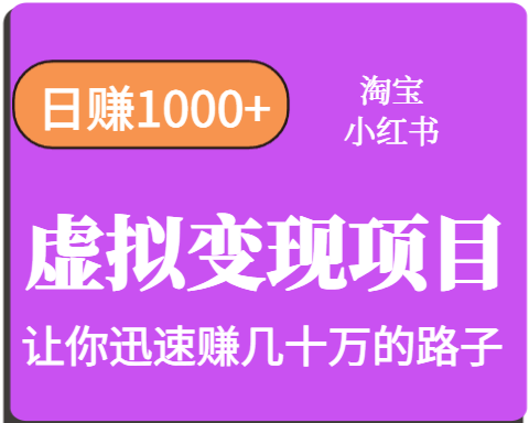 淘宝OR小红书虚拟变现，日赚1000+，多账号操作年收入几十W不等-68资源