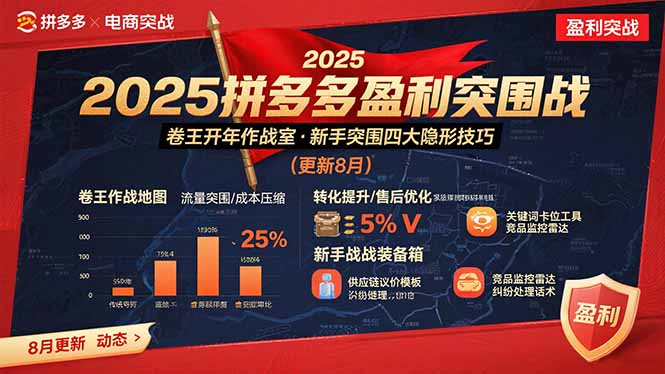 2025拼多多盈利突围战：卷王开年作战室，新手突围四大隐形技巧(更新8月-68资源