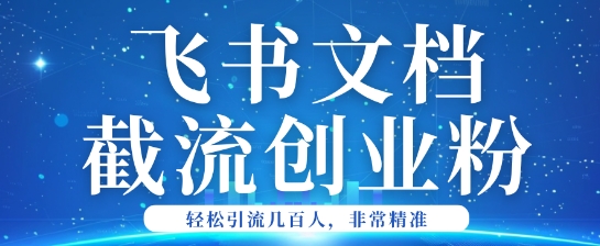 利用飞书文档截流创业粉轻松引流200+-68资源