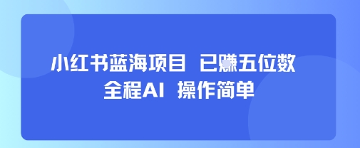 小红书蓝海项目，全程AI，操作简单，已挣五位数-68资源