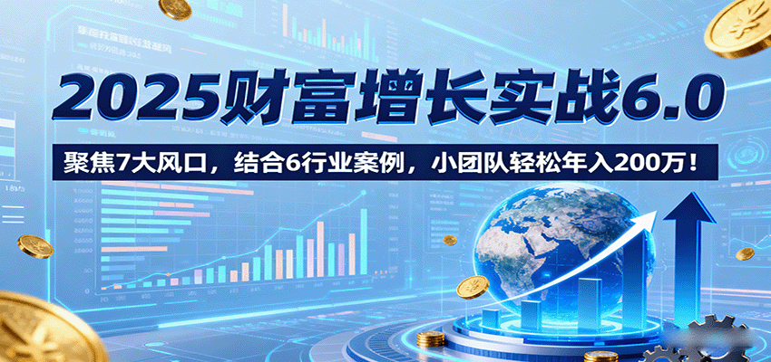 2025财富增长实战6.0，聚焦7大风口，结合6行业案例，小团队轻松年入200万！-68资源