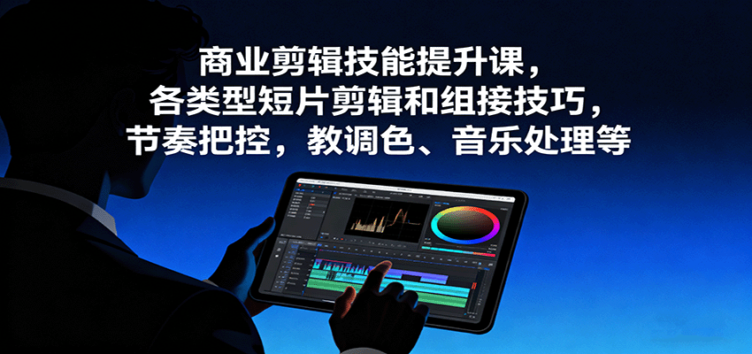 商业剪辑技能提升课，各类型短片剪辑和组接技巧，节奏把控，教调色、音乐处理等-68资源