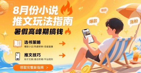 8月份小说推文玩法指南，暑假高峰期搞钱-68资源
