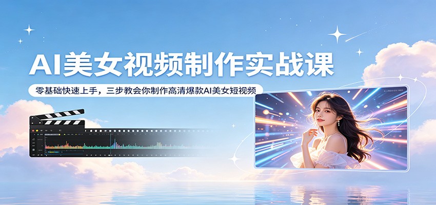 AI美女视频制作实战课：零基础快速上手，三步教会你制作高清爆款AI美女短视频-68资源