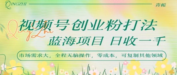 视频号创业粉打法，日入1k，蓝海项目，市场需求大，全程无脑操作，可复制-68资源