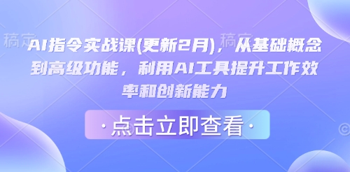 AI指令实战课(更新2月)，从基础概念到高级功能，利用AI工具提升工作效率和创新能力-68资源