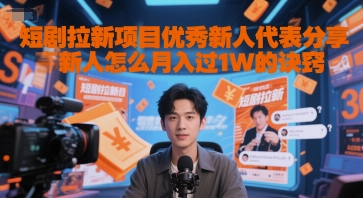 短剧拉新项目优秀新人代表分享新人怎么月入过1W的诀窍-68资源