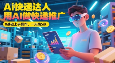 Ai快递达人，用AI做快递推广，0基础上手操作，一天搞5张-68资源