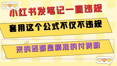 小红书发笔记一直违规，套用这个公式不仅不违规，来的还都是精准的付费粉-68资源