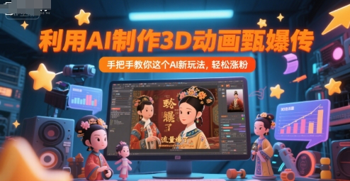 利用AI制作3D动画甄嬛传，流量爆了，手把手教你这个AI新玩法，轻松涨粉-68资源
