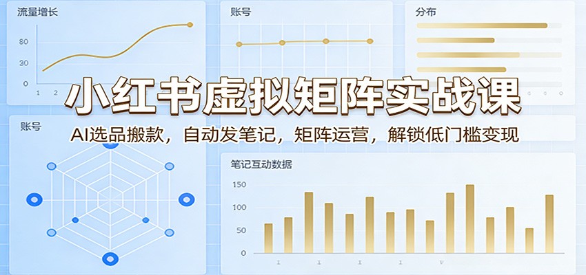 小红书虚拟矩阵实战课：AI选品搬款，自动发笔记，矩阵运营，解锁低门槛变现-68资源