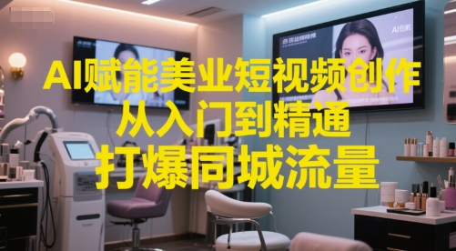 AI赋能美业短视频创作，从入门到精通，打爆同城流量，超级AI工具短视频实操落地-68资源