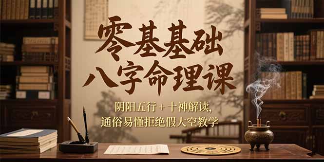 零基础八字命理课，阴阳五行+十神解读，通俗易懂拒绝假大空教学-68资源