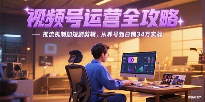 2025视频号运营全攻略，推流机制加短剧剪辑，从养号到日销34万实战-68资源