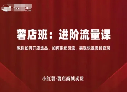 小红薯薯店商城卖货，进阶流量课，教你如何开店选品、如何系统引流，实现快速卖货变现-68资源