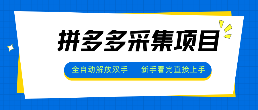 拼多多采集项目，全自动解放双手，单号日入30+-68资源
