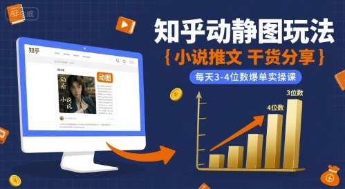 小说推文干货分享之知乎动静图玩法，每天3-4位数爆单实操课-68资源