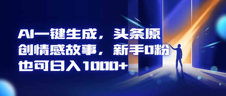 AI一键生成，头条原创情感故事，新手0粉也可日入1000+-68资源