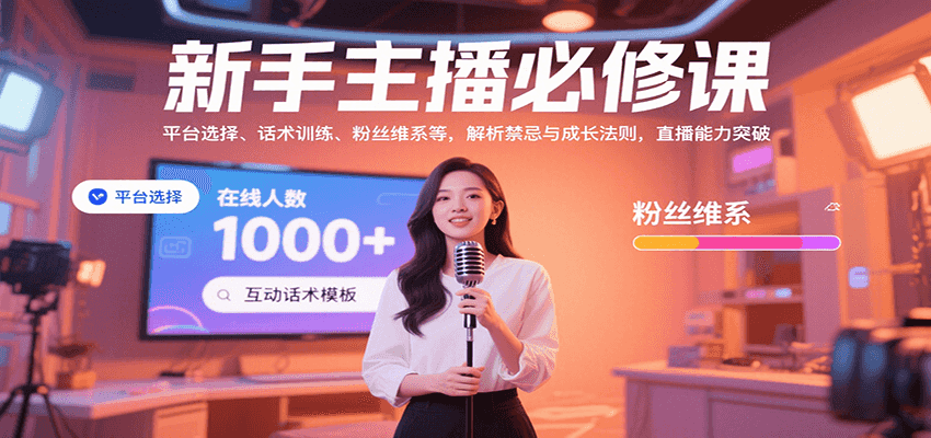 新手主播必修课：平台选择、话术训练、粉丝维系等，解析禁忌与成长法则，突破直播能力-68资源