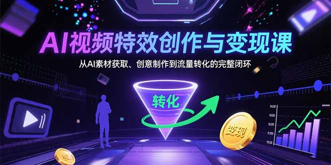 AI视频特效创作与变现课：从AI素材获取、创意制作到流量转化的完整闭环-68资源
