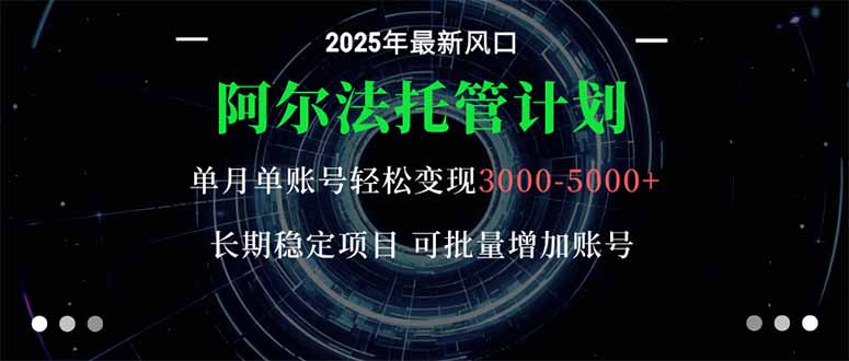 阿尔法托管计划 单账号月入3000-5000，长期稳定项目，新手小白轻松上手。-68资源