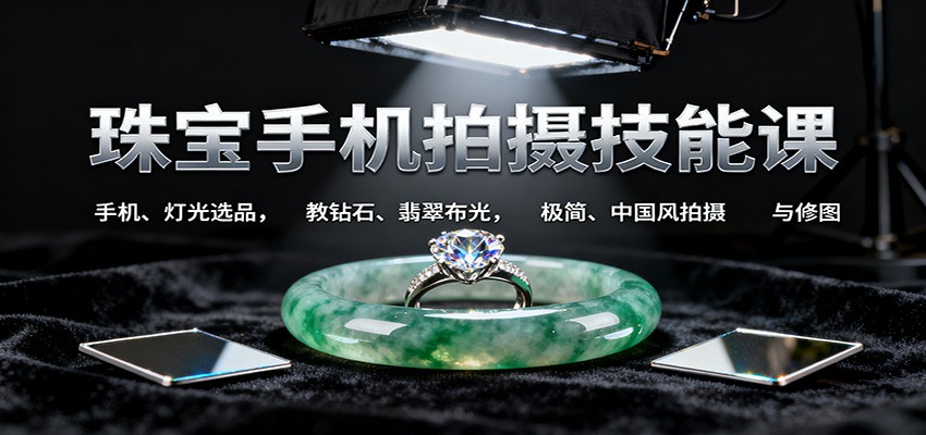 珠宝手机拍摄技能课:手机、 灯光选品，教钻石、翡翠布光，极简、中国风拍摄与修图-68资源