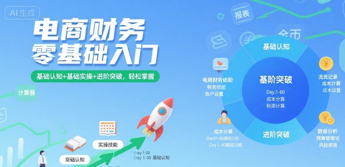 电商财务零基础入门，基础认知+基础实操+进阶突破，轻松掌握-68资源