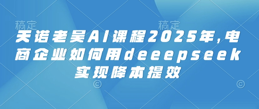 天诺老吴AI课程2025年，电商企业如何用deeepseek实现降本提效-68资源