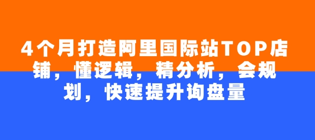 4个月打造阿里国际站TOP店铺，懂逻辑，精分析，会规划，快速提升询盘量-68资源