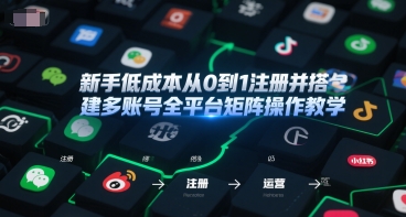 新手低成本从0到1注册并搭建多账号全平台矩阵操作教学，手机号-邮箱-IP-工具-68资源