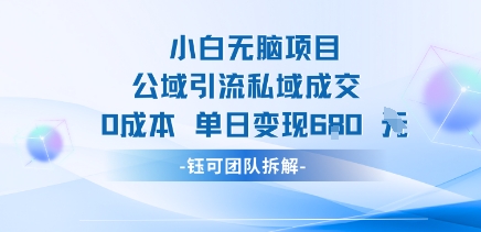 小白无脑项目公域引流私域成交0成本单日变现680米-68资源