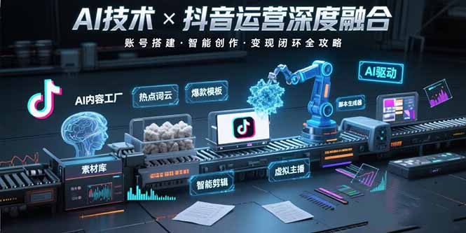 AI技术与抖音运营的深度融合应用：涵盖账号搭建、内容创作、收益变现等-68资源