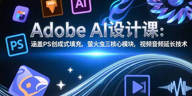 Adobe AI设计课：涵盖PS创成式填充，萤火虫三核心模块，视频音频延长技术-68资源
