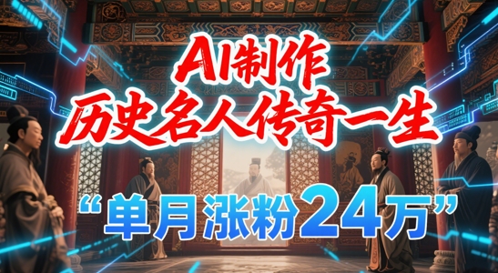 暴力起号！用AI制作历史名人传奇一生，单月涨粉24W，涨粉+变现赛道黑马来了-68资源