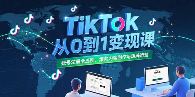TikTok从0到1变现课，账号注册全流程，爆款内容制作与矩阵运营-68资源