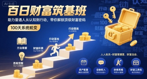 百日财富筑基班，助力普通人从认知到行动，带你解锁顶级财富密码-68资源