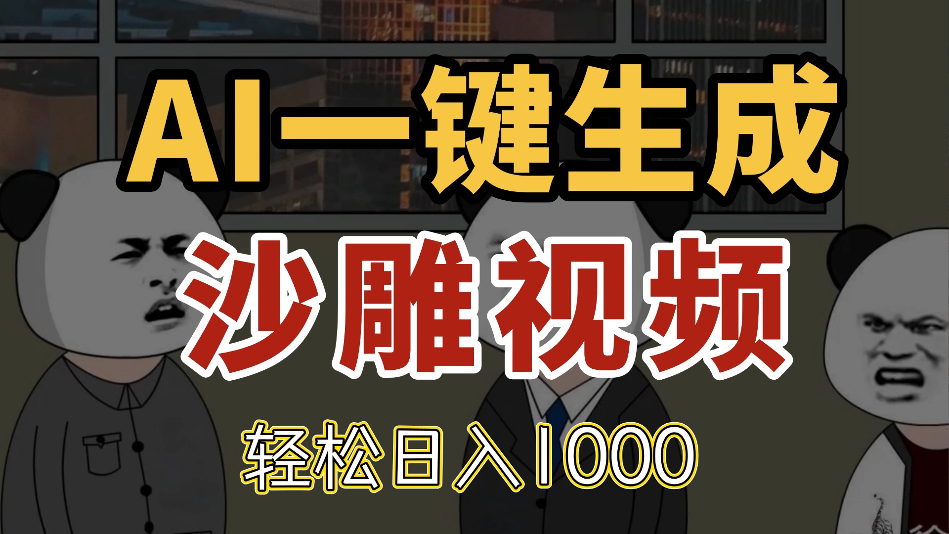 AI一键生成沙雕视频，一条视频千万播放，轻松日入1000-68资源