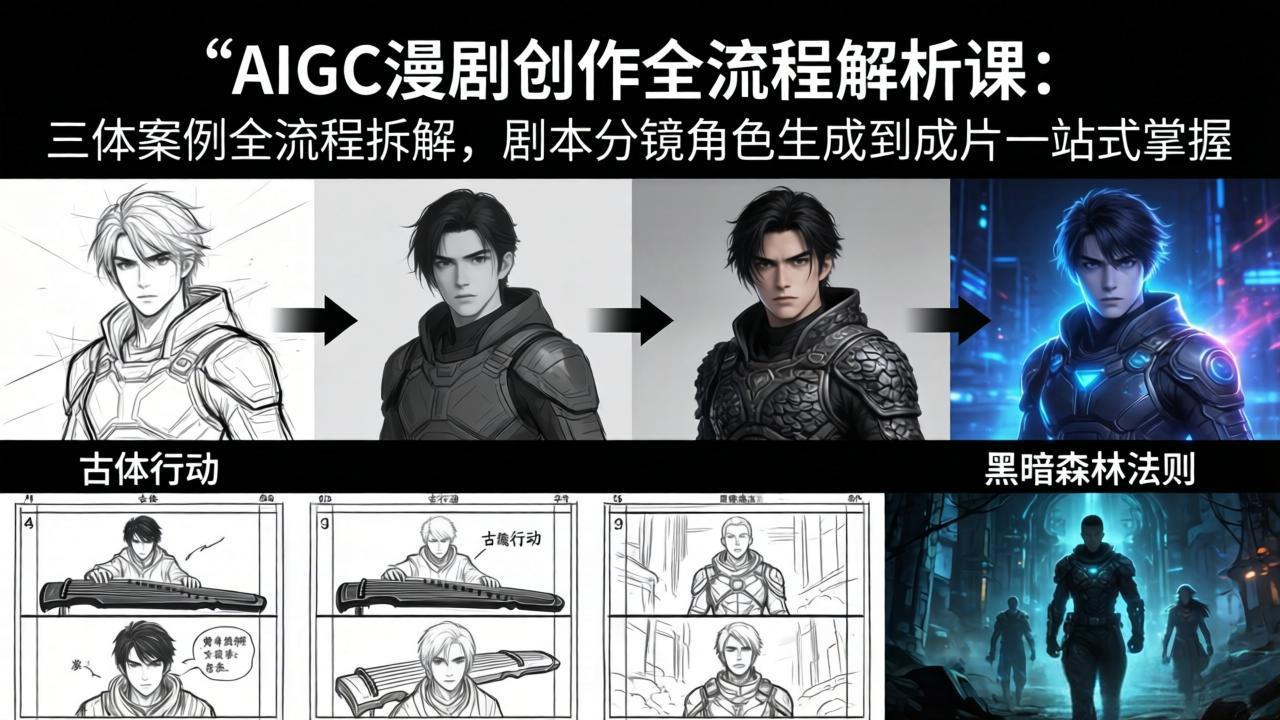 AIGC漫剧创作全流程解析课：三体案例全流程拆解，剧本分镜角色生成到成片一站式掌握-68资源