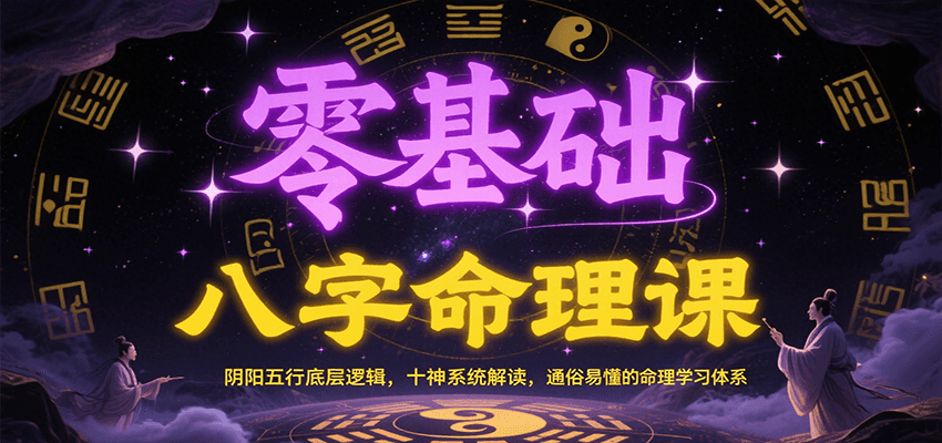零基础八字命理课：阴阳五行底层逻辑，十神系统解读，通俗易懂的命理学习体系-68资源