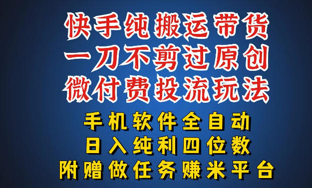 最新黑科技快手搬运带货方法，手机就能操作，轻松带你日入四位数【揭秘】-68资源