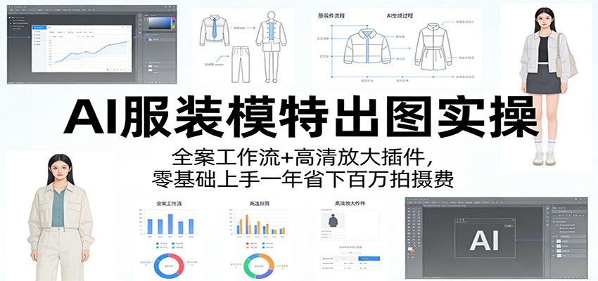 AI服装模特出图实操：全案工作流+ 高清放大插件，零基础上手一年省下百万拍摄费-68资源