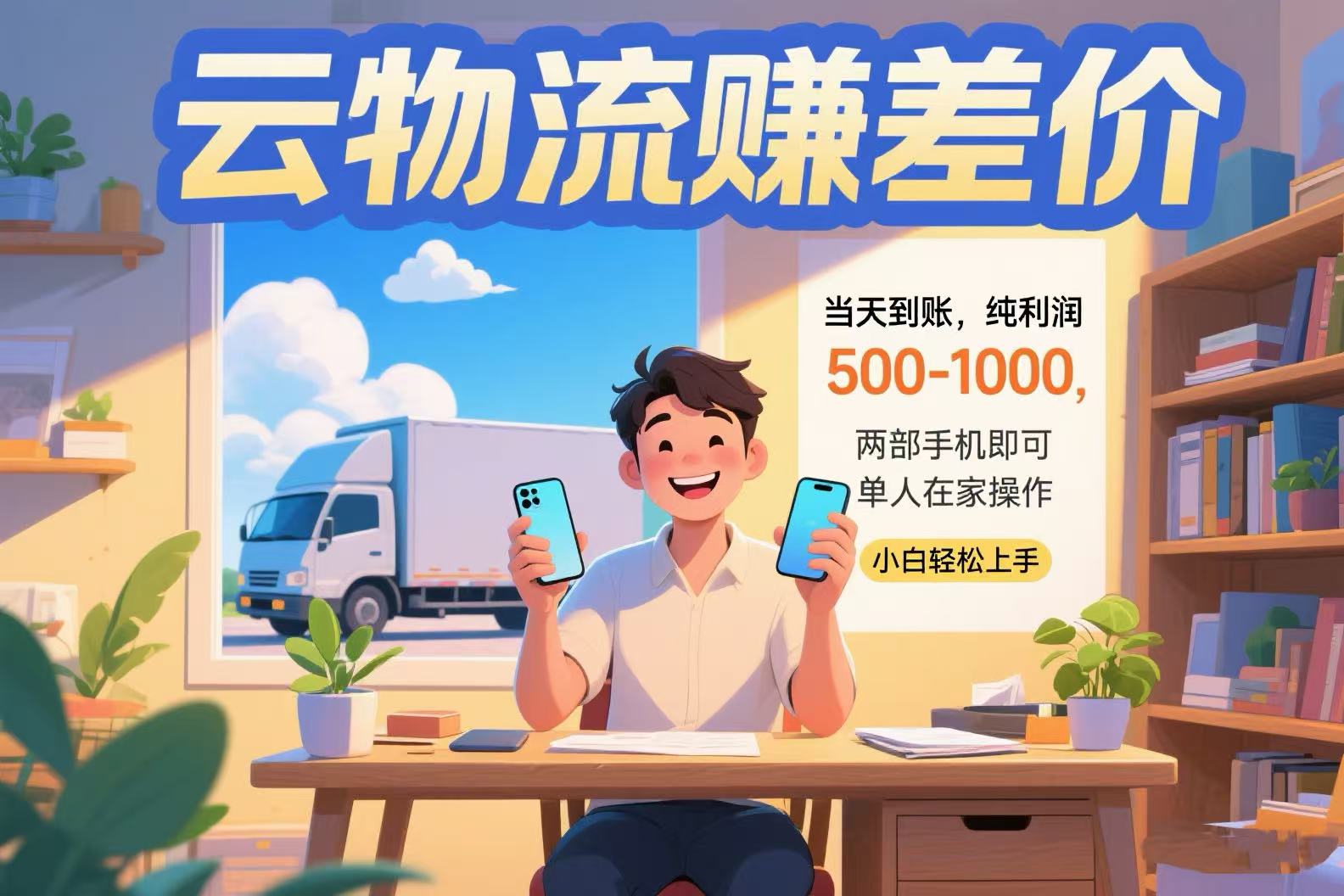 云物流赚差价 当天到账纯利润500-1000 两部手机即可 可单人在家操作 小…-68资源