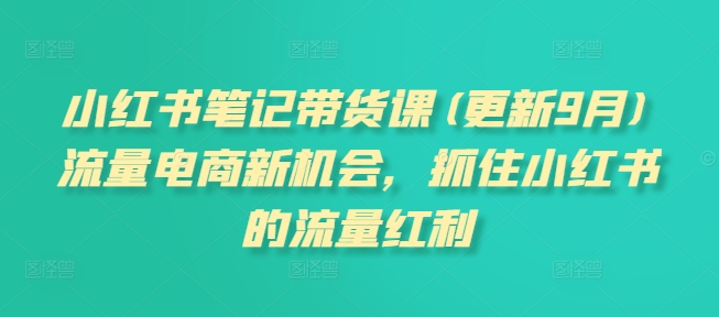 小红书笔记带货课(更新25年6月)流量电商新机会，抓住小红书的流量红利-68资源