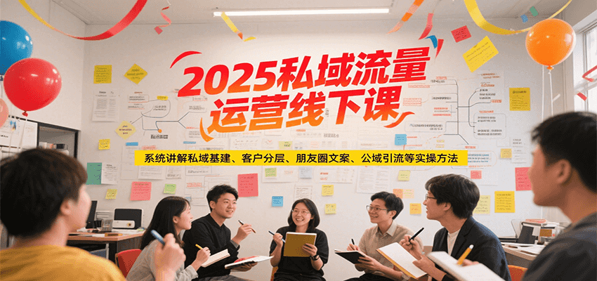 2025私域流量运营线下课，系统讲解私域基建/客户分层/朋友圈文案/公域引流等实操方法-68资源