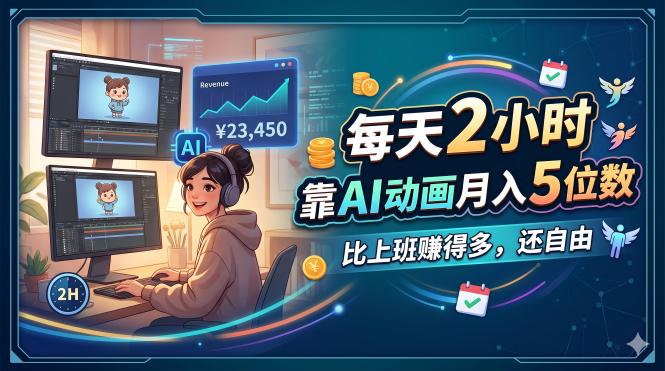 每天 2 小时，靠 AI 动画月入 5 位数，比上班赚得多，还自由-68资源