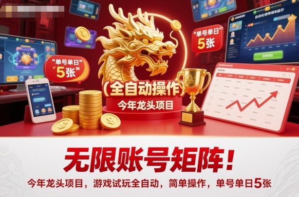 无限账号矩阵！今年龙头项目，游戏试玩全自动，简单操作，单号单日5张【揭秘】-68资源