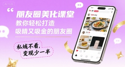 朋友圈美化课堂，教你轻松打造，吸睛又吸金的朋友圈，私域不看，变现少一半-68资源