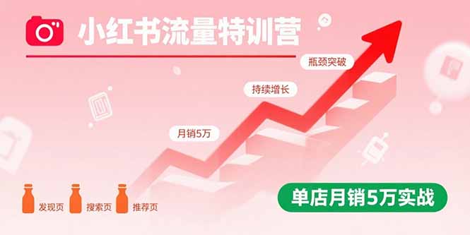 小红书流量特训营：突破流量瓶颈，实现店铺持续增长，单店月销5万实战-68资源